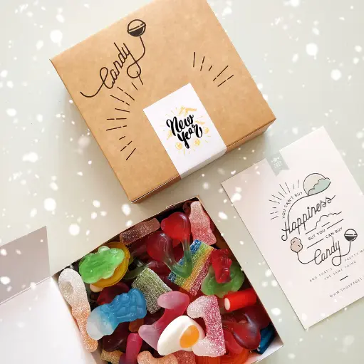 Gepersonaliseerd snoepdoosje 'Happy New Year' (gemengd 450 gram)